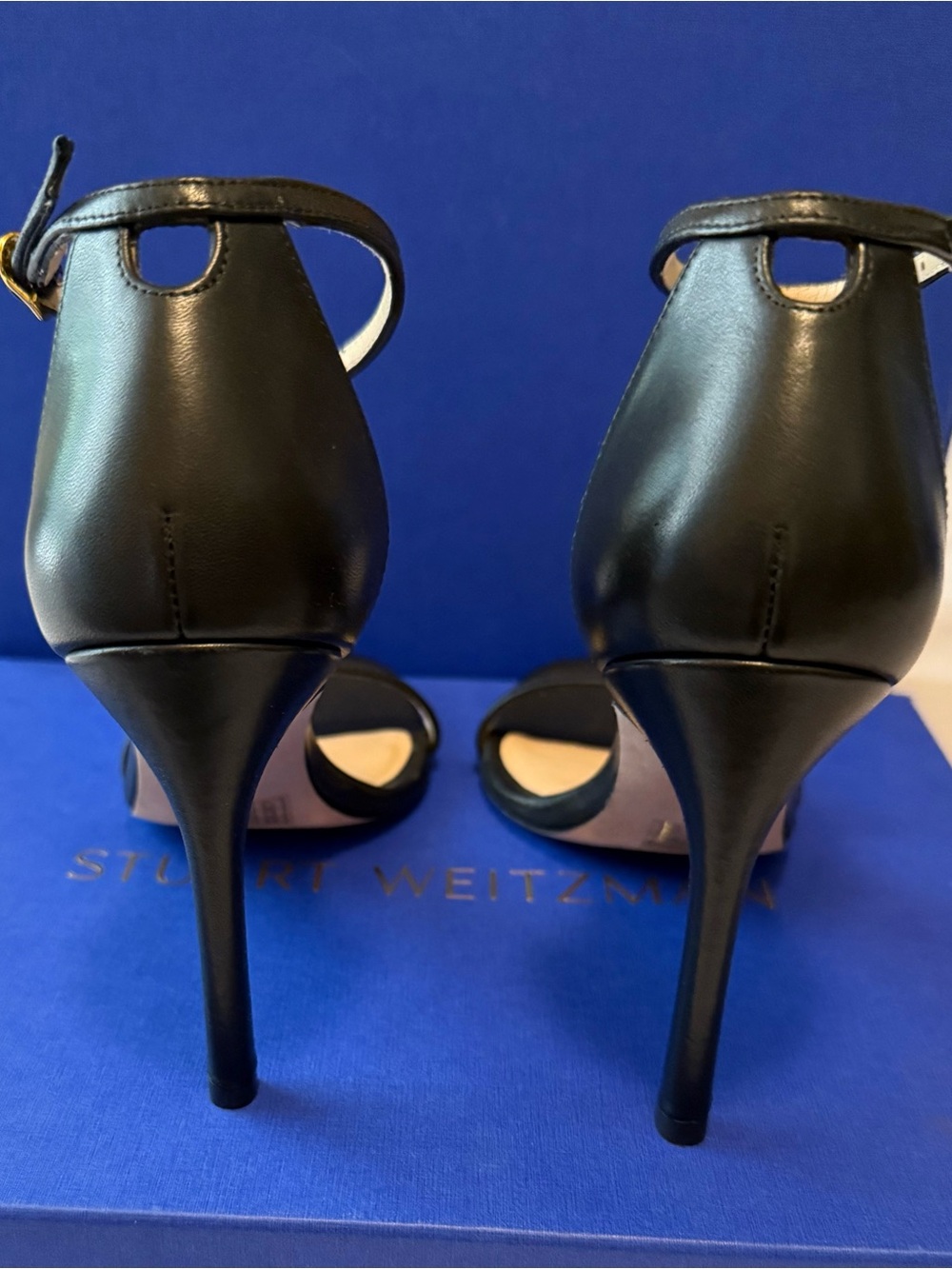Stuart Weitzman Nudistsong Black Smooth Calf Heels Sz 5.5 B - Picture 4 of 6